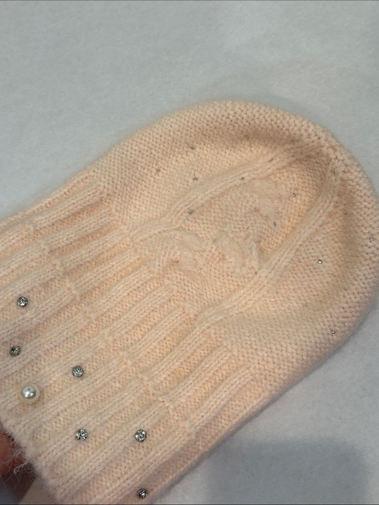 Maeve anthropologie apricot pastel pearl & Rhinestone Knit Beanie Women one size main image 8